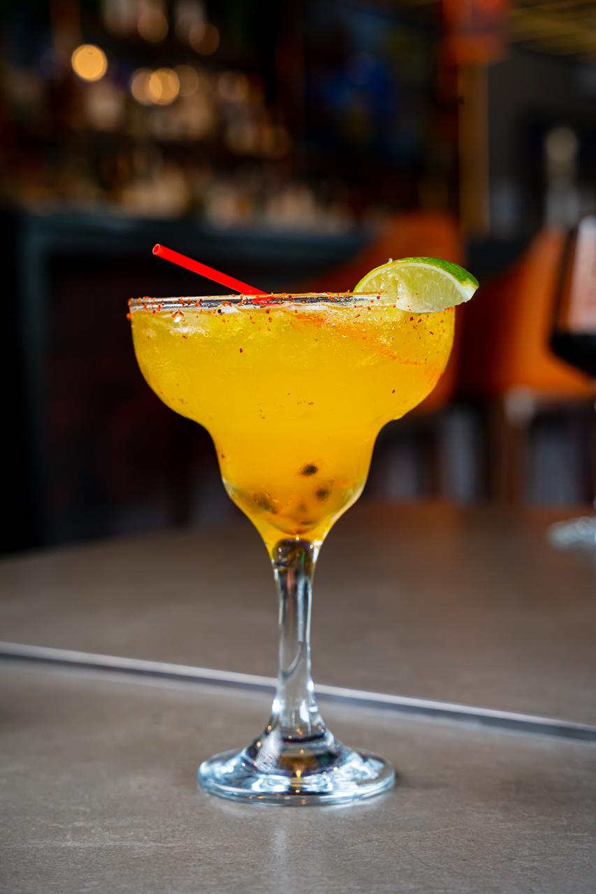 Mango cocktail with lime served at the Cherry Amber bar